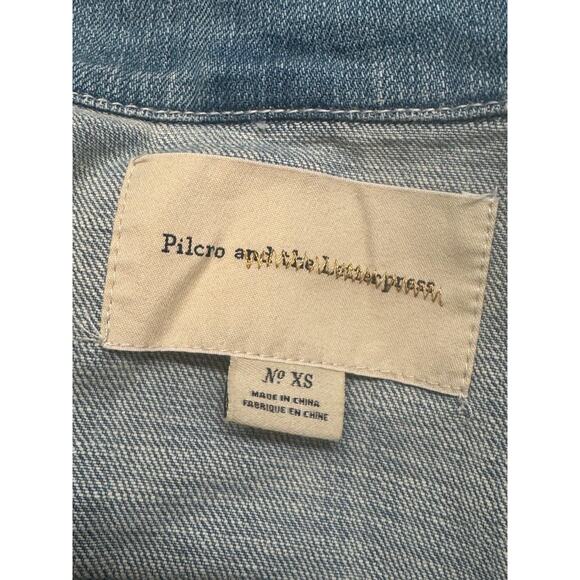 Pilcro Jacket Womens XS Embroidered Denim Boho Floral Anthro Cottagecore - Picture 11 of 14
